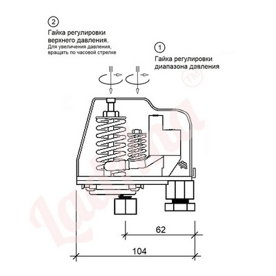 Реле давления SK-9С т.м. LadAna (с накидной гайкой) SK 9.2 adjustment scheme 400 1 - Реле давления SK-9С т.м. LadAna (с накидной гайкой)